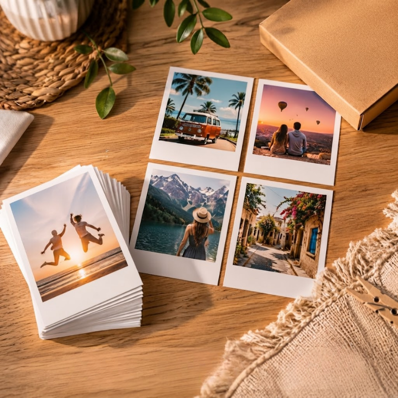 35'li Kişiye Özel 35 Adet Pola Kart Fotoğraf Baskısı 9x11 cm | Retro Polaroid Anı Kartı - Görsel 1