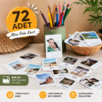 Kişiye Özel 72 Adet Mini Pola Kart Fotoğraf Baskısı 6x9 cm | Retro Mini Polaroid Anı Kartı